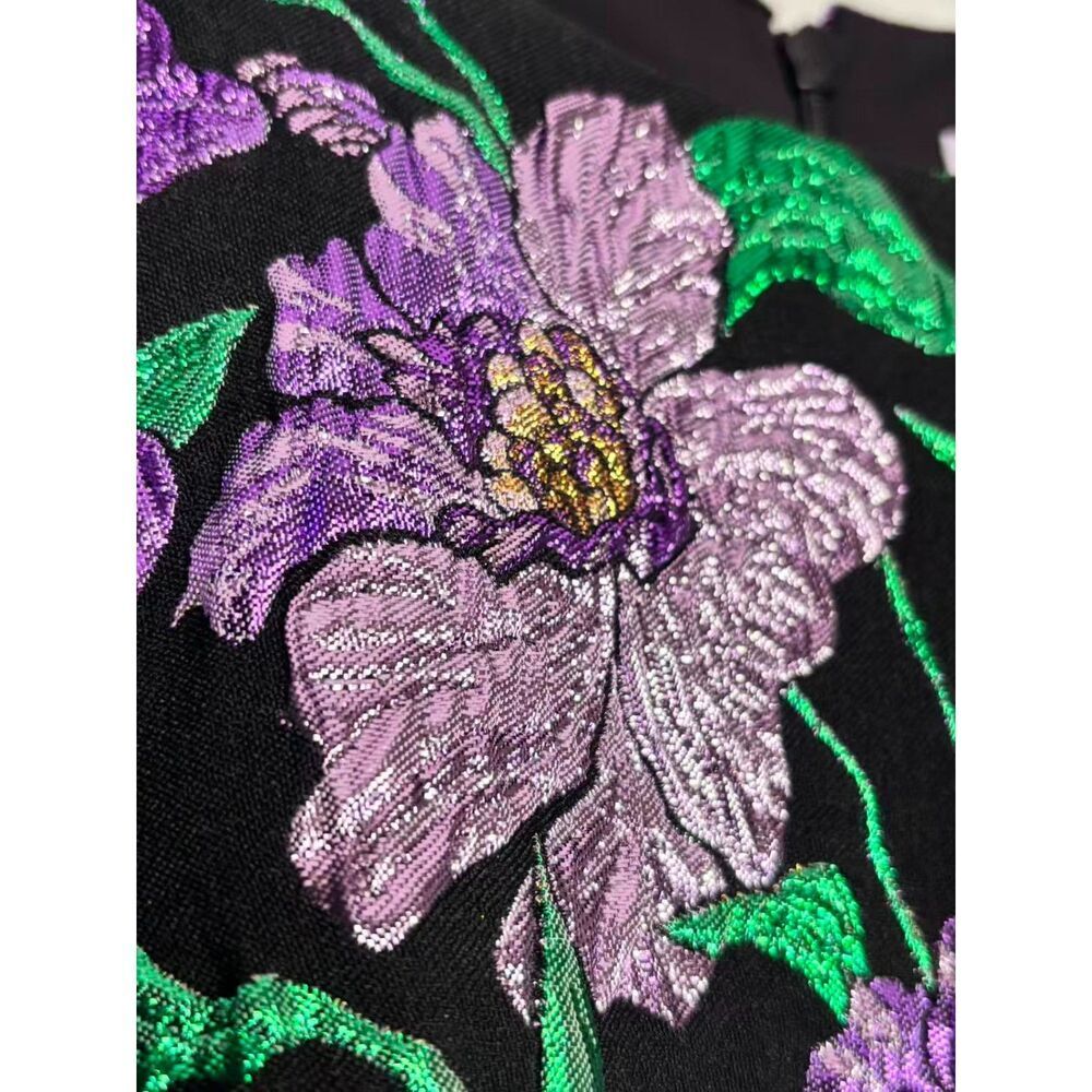 NWT.$4.5k Carolina Herrera Metallic Floral Brocade Shift Dress Sz 2 - Picture 15 of 16